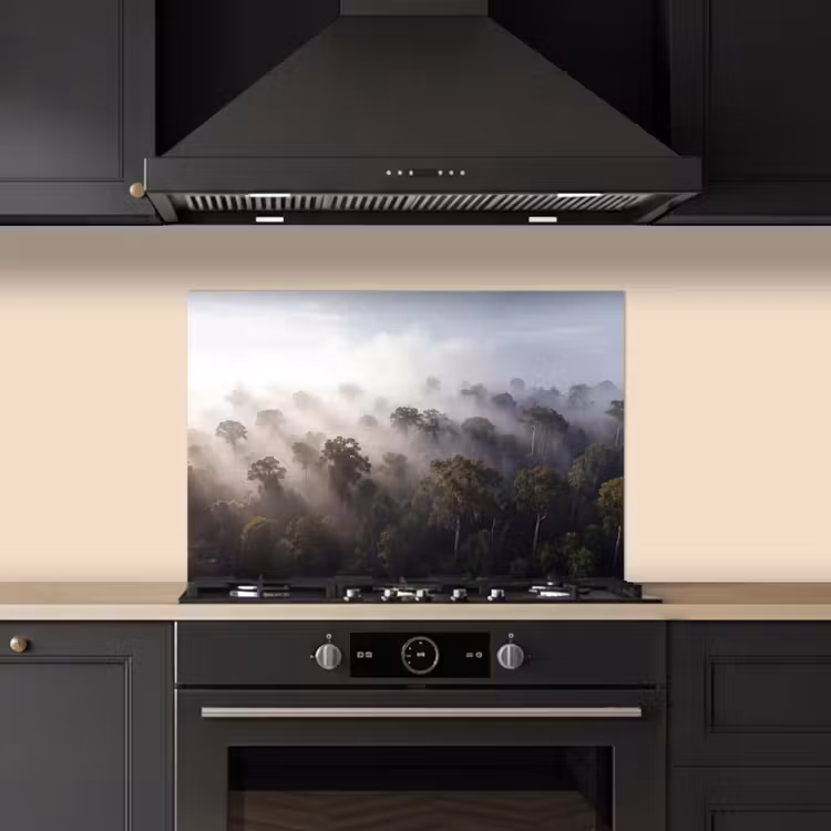 Spatscherm keuken - Bos - Mist - Natuur - Groen — 2