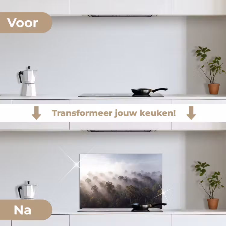 Spatscherm keuken - Bos - Mist - Natuur - Groen — 3