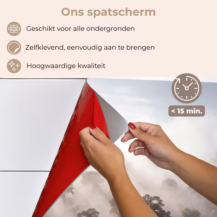 Spatscherm keuken - Bos - Mist - Natuur - Groen — 4