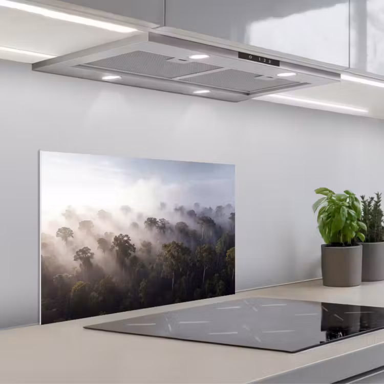 Spatscherm keuken - Bos - Mist - Natuur - Groen — 5