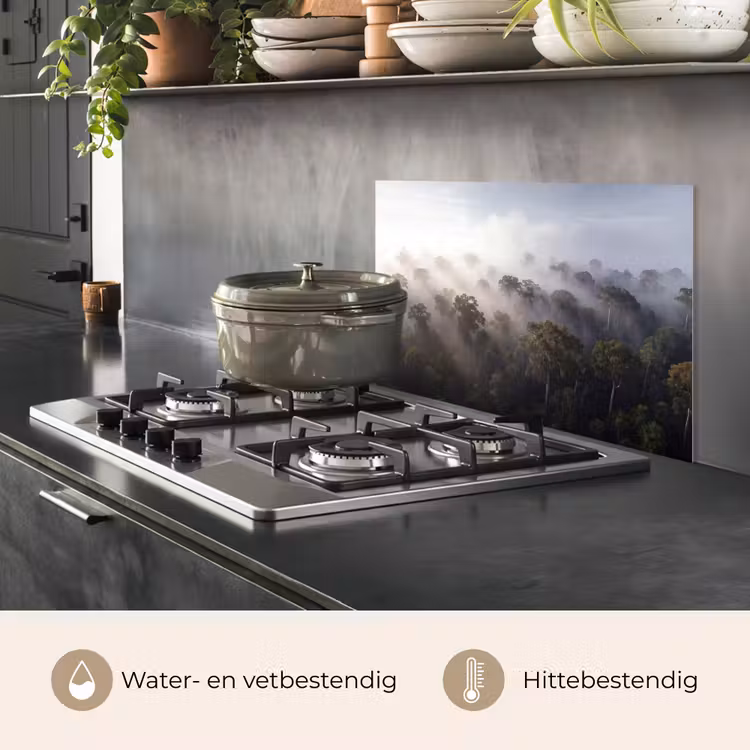 Spatscherm keuken - Bos - Mist - Natuur - Groen — 7