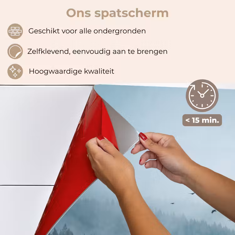 Spatscherm keuken - Bos - Mist - Vogels - Natuur - Groen — 4