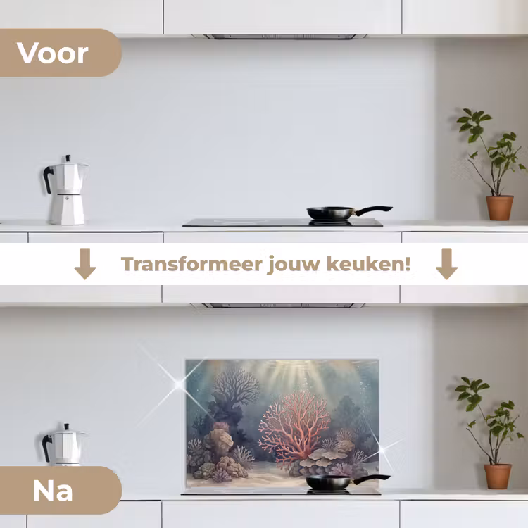 Spatscherm keuken - Koraal - Onderwater - Natuur - Roze — 3