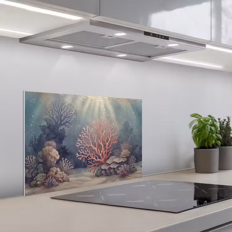 Spatscherm keuken - Koraal - Onderwater - Natuur - Roze — 5