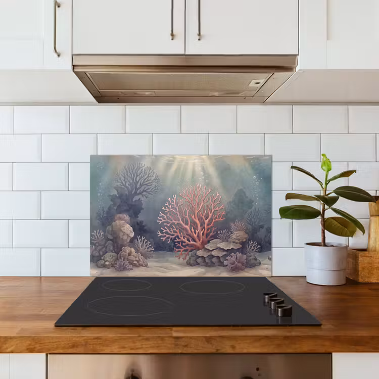 Spatscherm keuken - Koraal - Onderwater - Natuur - Roze — 6
