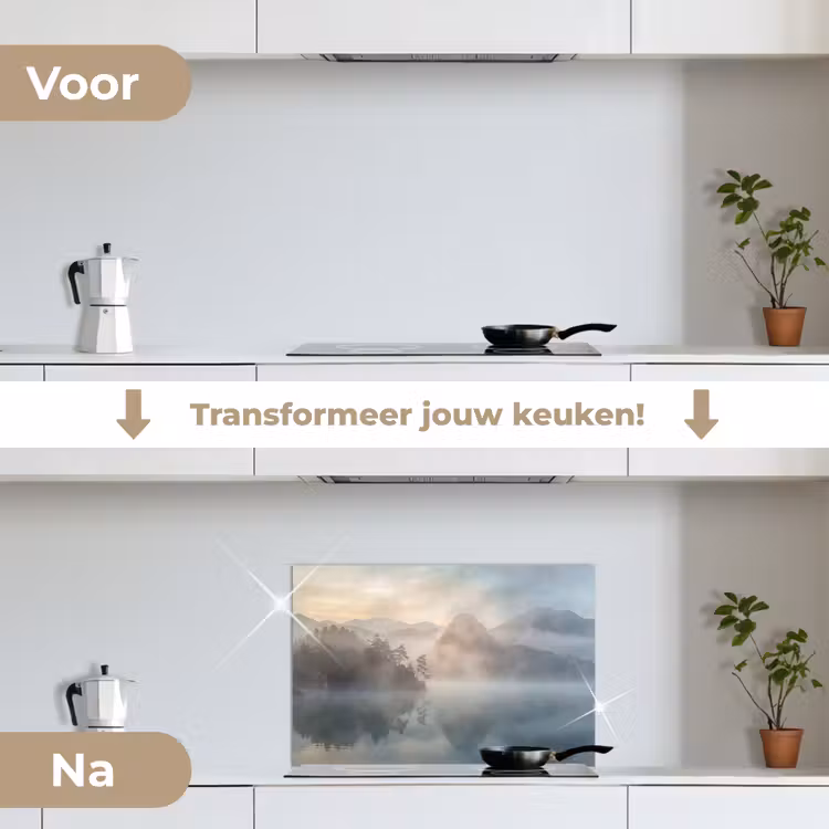 Spatscherm keuken - Landschap - Bergen - Mist - Water - Natuur — 3