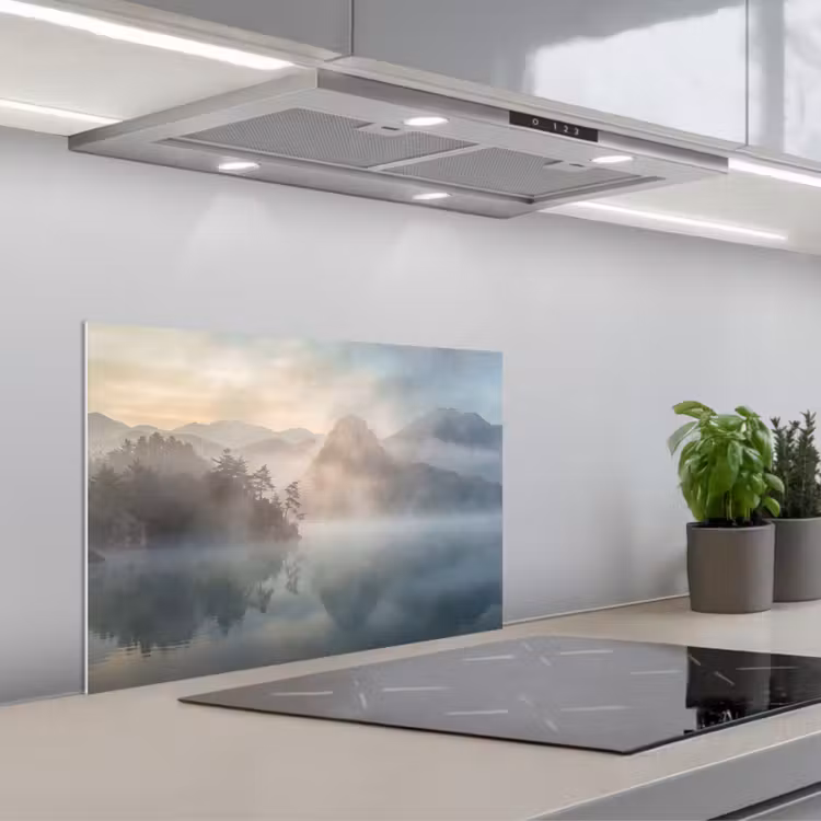 Spatscherm keuken - Landschap - Bergen - Mist - Water - Natuur — 5