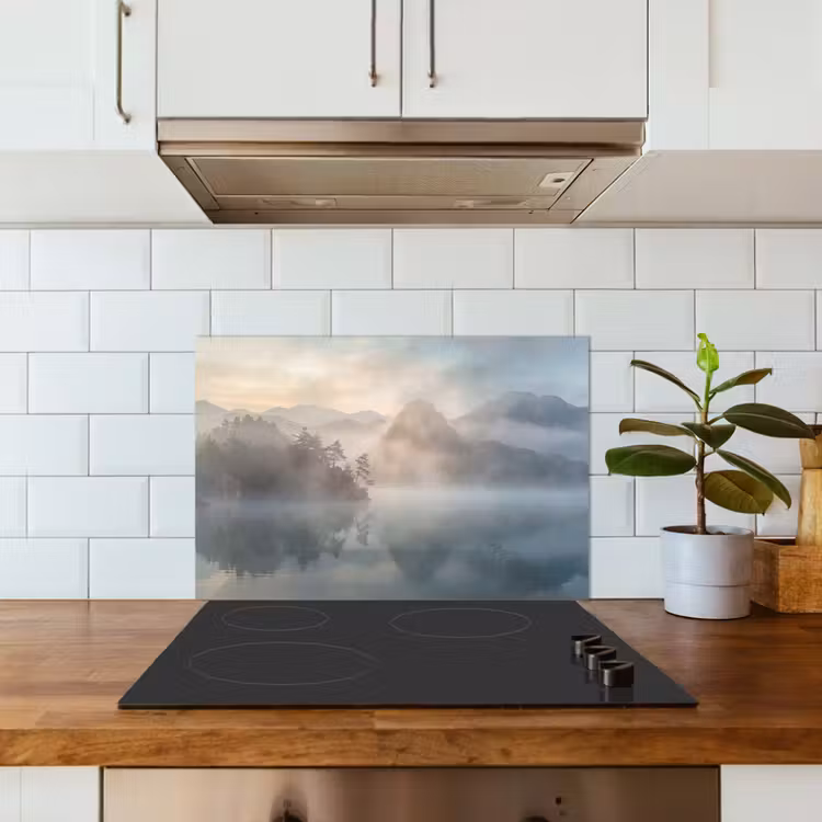 Spatscherm keuken - Landschap - Bergen - Mist - Water - Natuur — 6