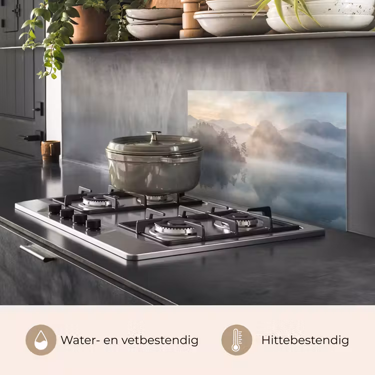 Spatscherm keuken - Landschap - Bergen - Mist - Water - Natuur — 7