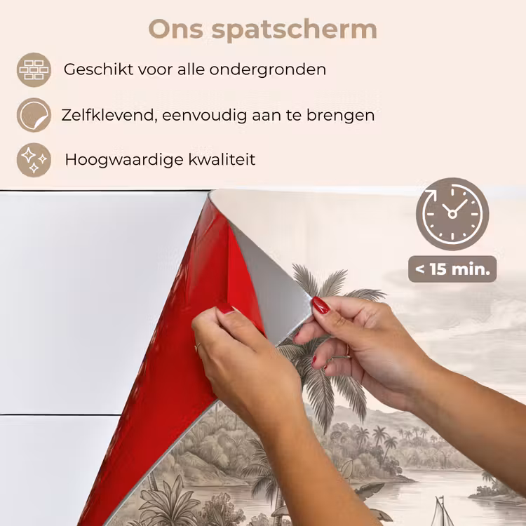 Spatscherm keuken - Landschap - Rivier - Boot - Tropisch - Vintage — 4