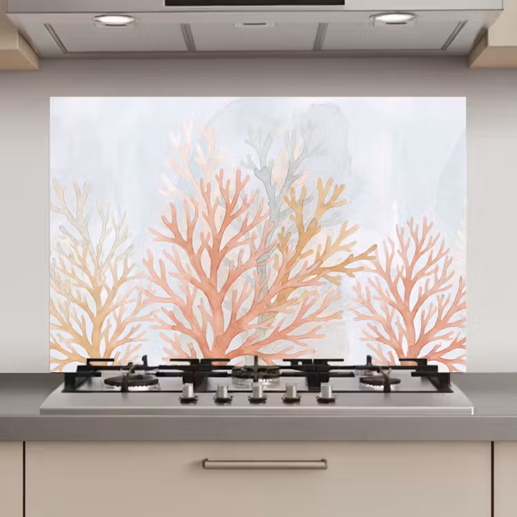 Spatscherm keuken - Natuur - Abstract - Aquarel - Organisch - Warm — 1