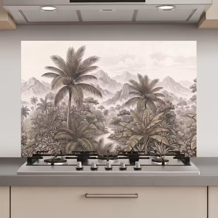 Spatscherm keuken - Natuur - Bergen - Rivier - Tropisch - Vintage — 1