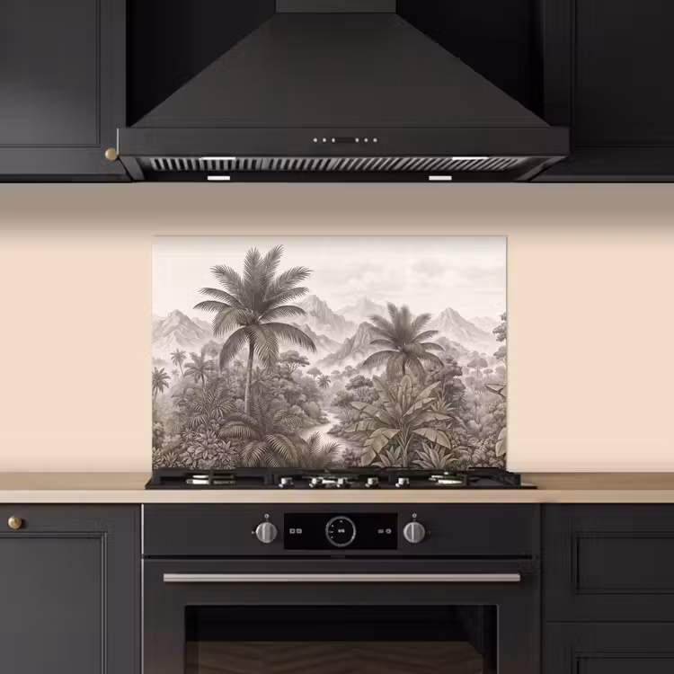 Spatscherm keuken - Natuur - Bergen - Rivier - Tropisch - Vintage — 2