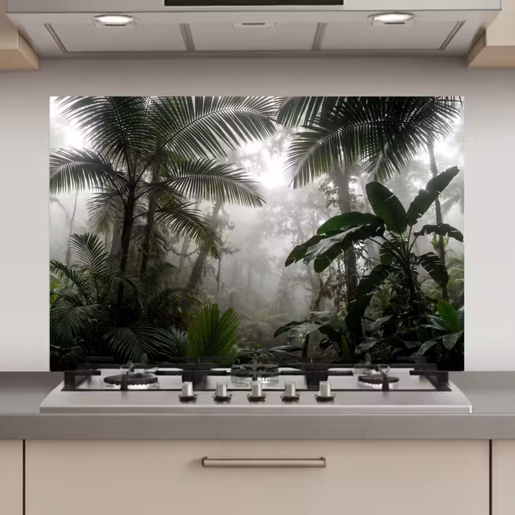 Spatscherm keuken - Natuur - Jungle - Mist - Groen - Bladeren — 1