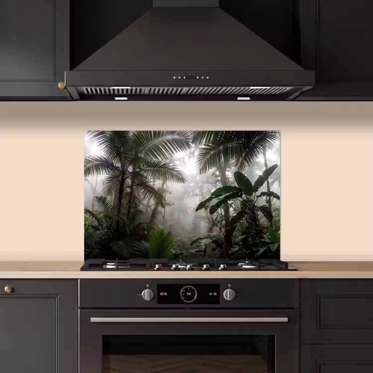 Spatscherm keuken - Natuur - Jungle - Mist - Groen - Bladeren — 2