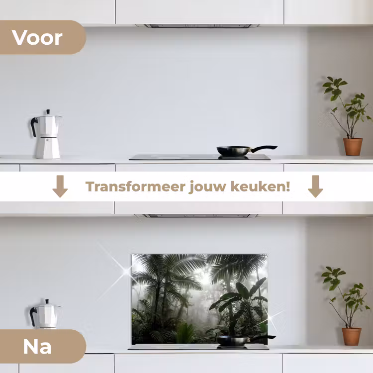 Spatscherm keuken - Natuur - Jungle - Mist - Groen - Bladeren — 3