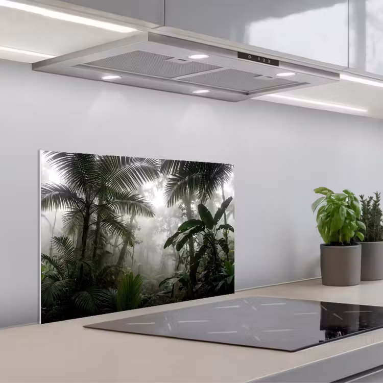Spatscherm keuken - Natuur - Jungle - Mist - Groen - Bladeren — 5