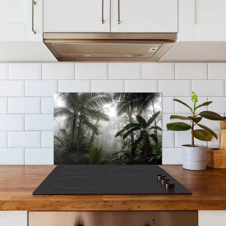 Spatscherm keuken - Natuur - Jungle - Mist - Groen - Bladeren — 6