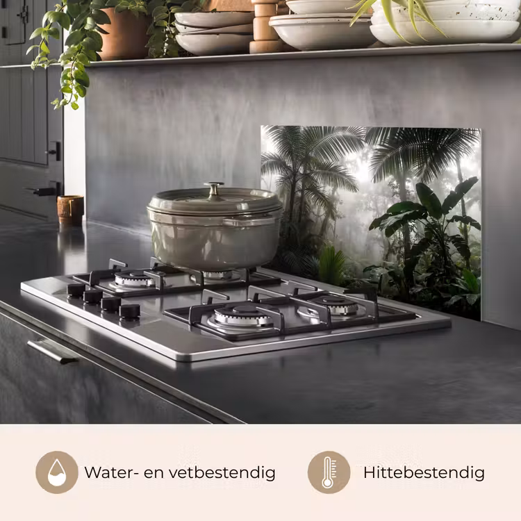 Spatscherm keuken - Natuur - Jungle - Mist - Groen - Bladeren — 7