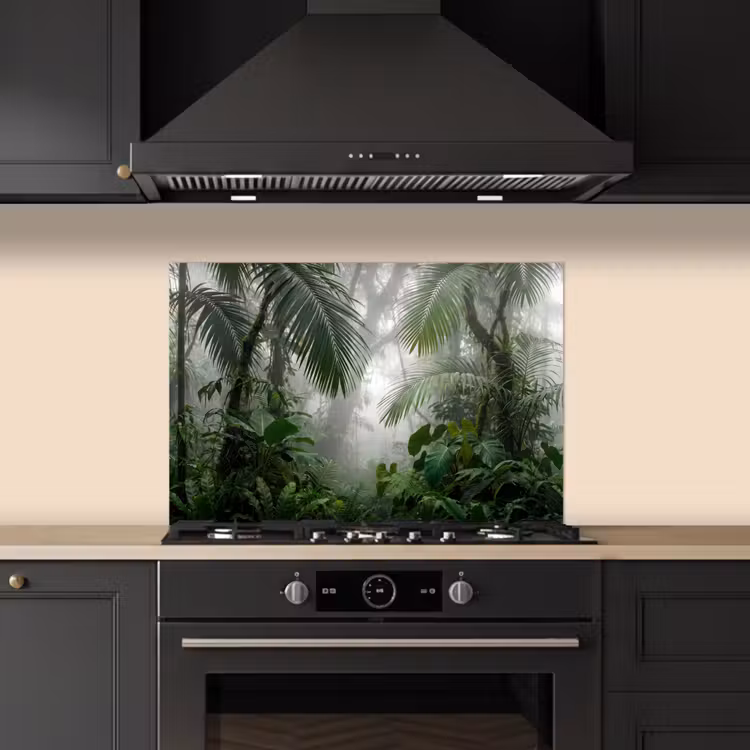 Spatscherm keuken - Natuur - Jungle - Mist - Tropisch - Groen — 2