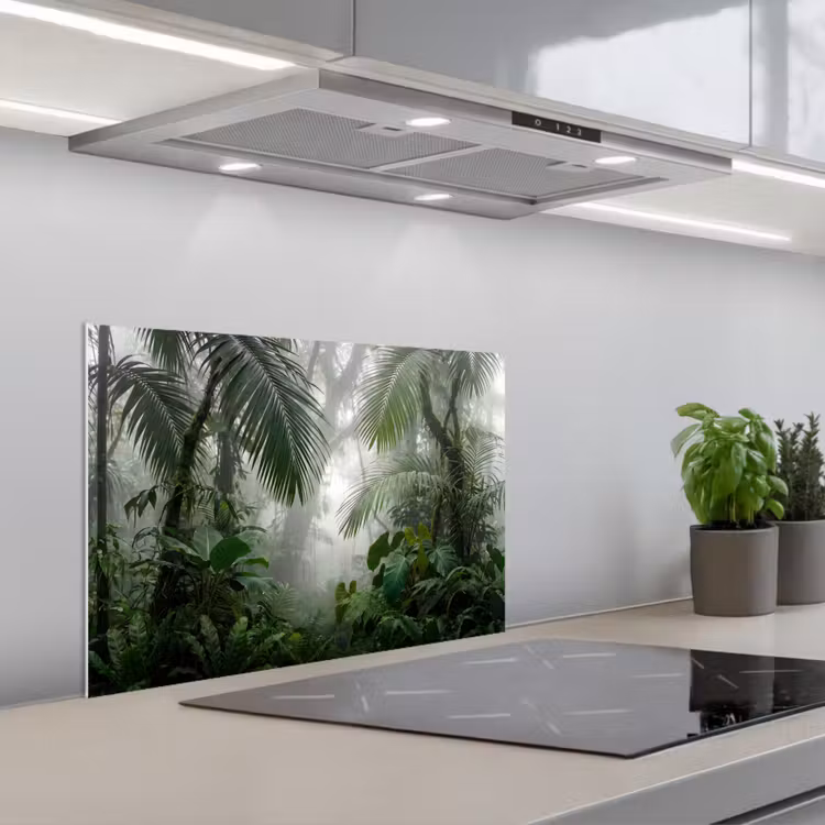 Spatscherm keuken - Natuur - Jungle - Mist - Tropisch - Groen — 5