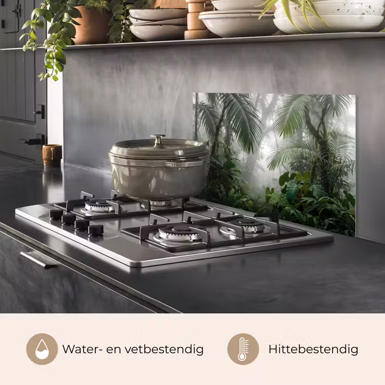 Spatscherm keuken - Natuur - Jungle - Mist - Tropisch - Groen — 7