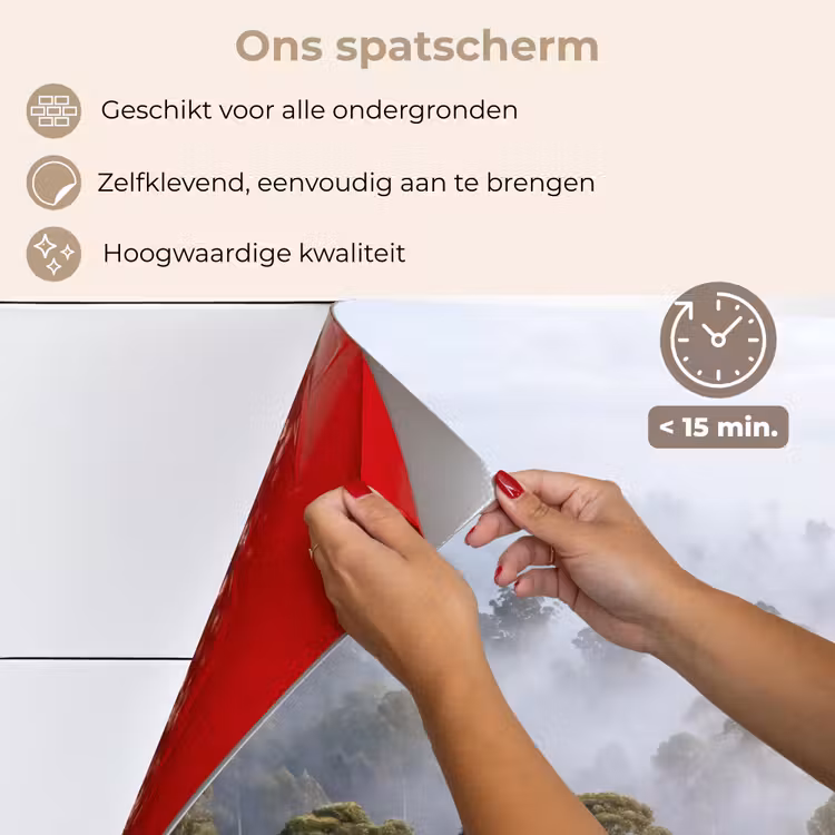 Spatscherm keuken - Natuur - Mist - Bos - Ochtend - Goud — 4