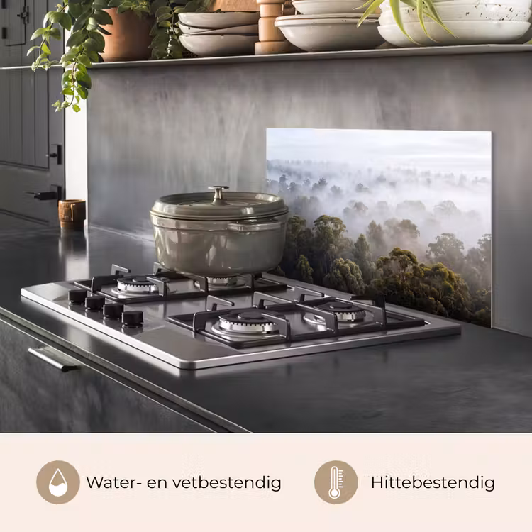 Spatscherm keuken - Natuur - Mist - Bos - Ochtend - Goud — 7