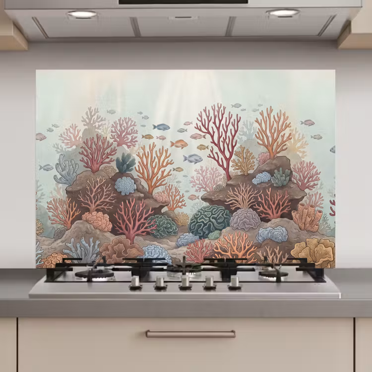 Spatscherm keuken - Onderwater - Koraal - Vis - Natuur — 1