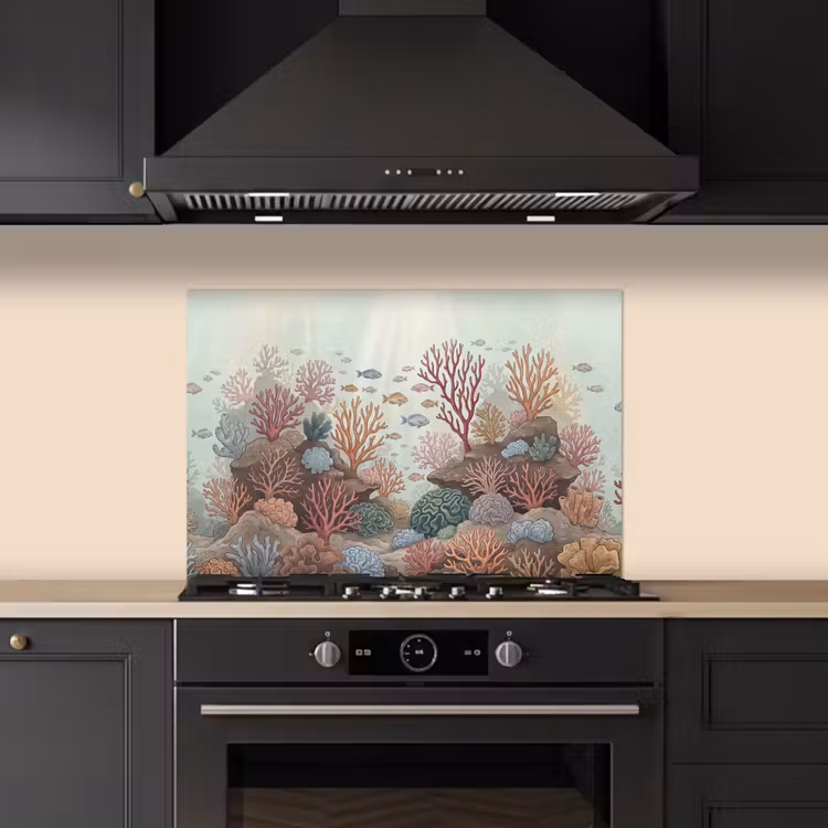 Spatscherm keuken - Onderwater - Koraal - Vis - Natuur — 2