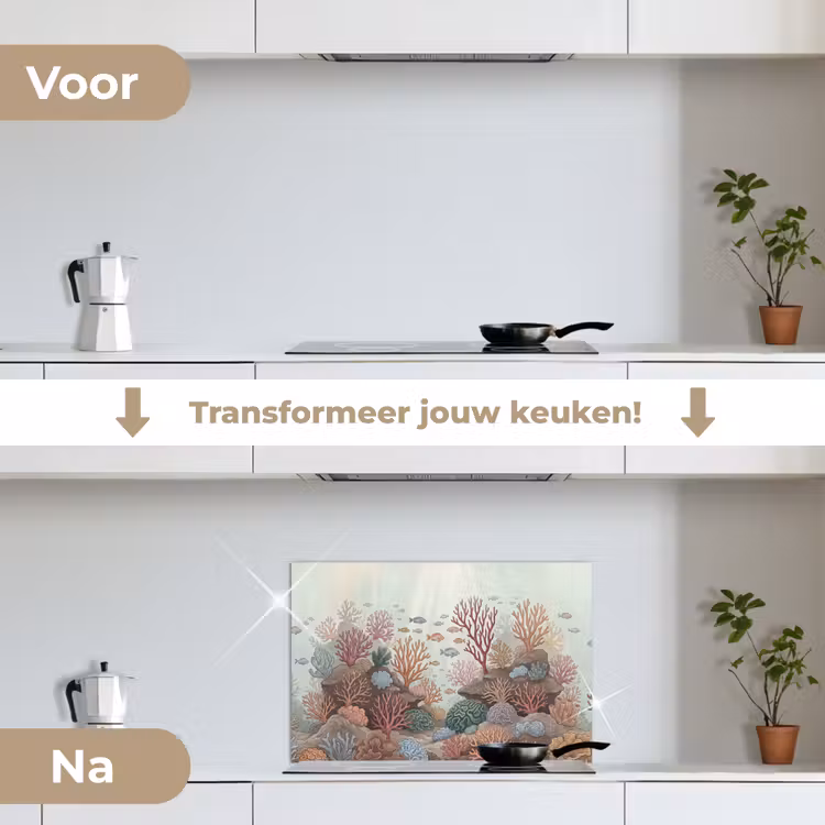 Spatscherm keuken - Onderwater - Koraal - Vis - Natuur — 3