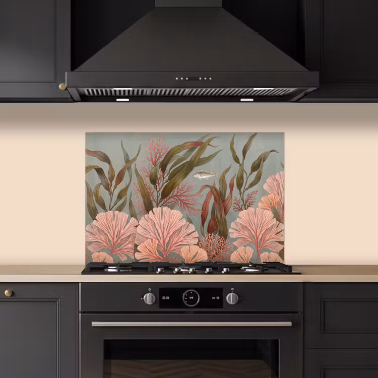 Spatscherm keuken - Onderwater - Planten - Vis - Vintage - Groen — 2