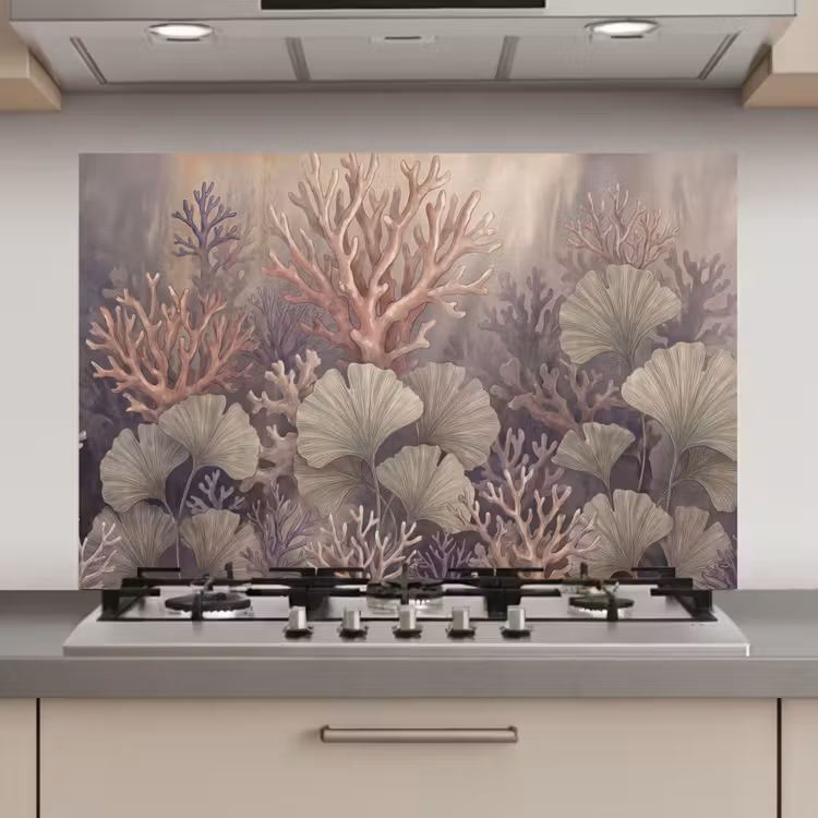 Spatscherm keuken - Plant - Bladeren - Zee - Illustratie - Groen — 1