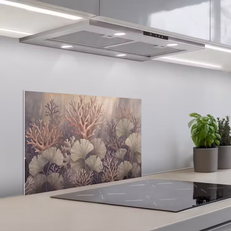 Spatscherm keuken - Plant - Bladeren - Zee - Illustratie - Groen — 5
