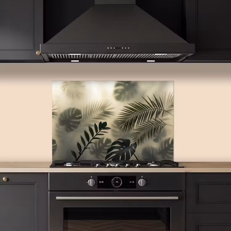Spatscherm keuken - Planten - Bladeren - Schaduwen - Groen - Modern — 2