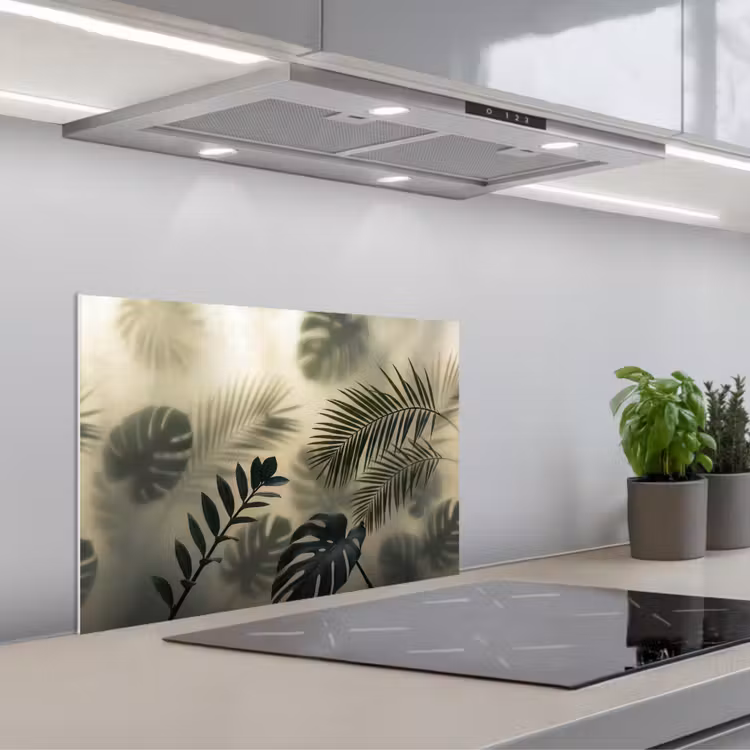 Spatscherm keuken - Planten - Bladeren - Schaduwen - Groen - Modern — 5