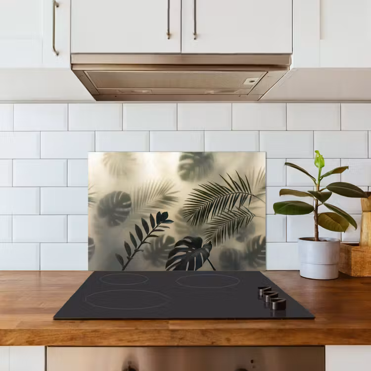 Spatscherm keuken - Planten - Bladeren - Schaduwen - Groen - Modern — 6