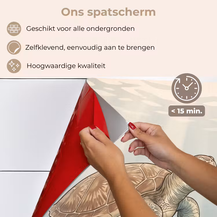 Spatscherm keuken - Schildpad - Onderwater - Natuur - Illustratie — 4