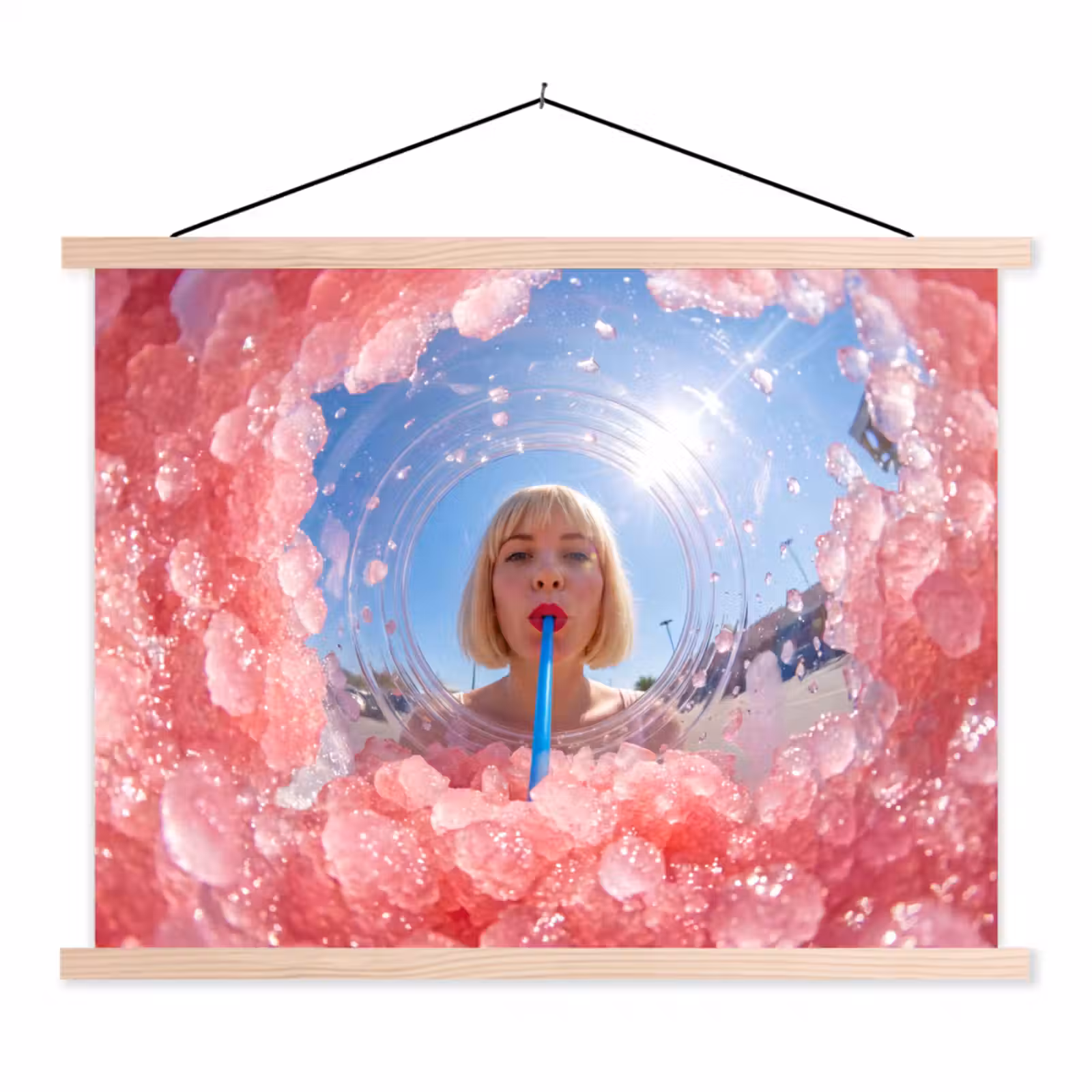 Schoolplaat - Vrouw - Drank - Zomer - Roze - Blauw — 1