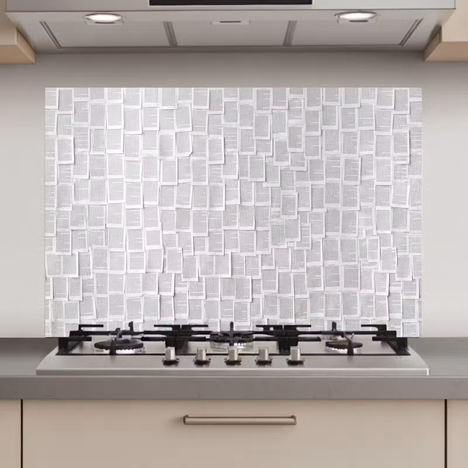 Spatscherm keuken - Papier - Overlappend - Textuur - Modern - Wit — 1
