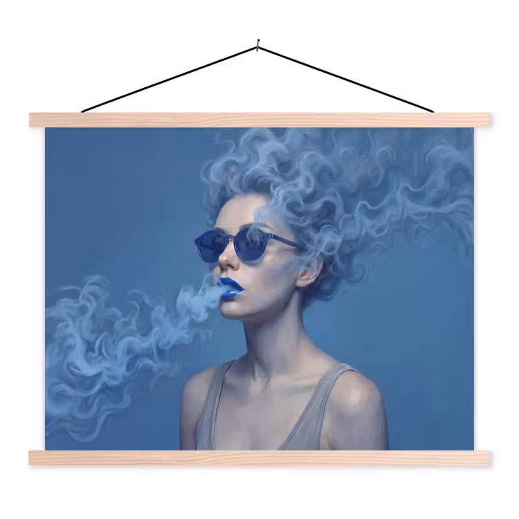 Schoolplaat - Portret - Zonnebril - Rook - Abstract - Blauw — 1