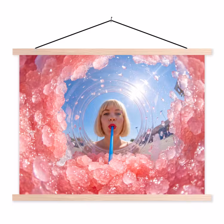 Schoolplaat - Vrouw - Drank - Zomer - Roze - Blauw — 1