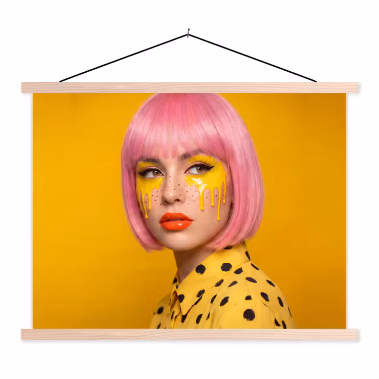 Schoolplaat - Vrouw - Portret - Abstract - Kleurrijk - Geel — 1
