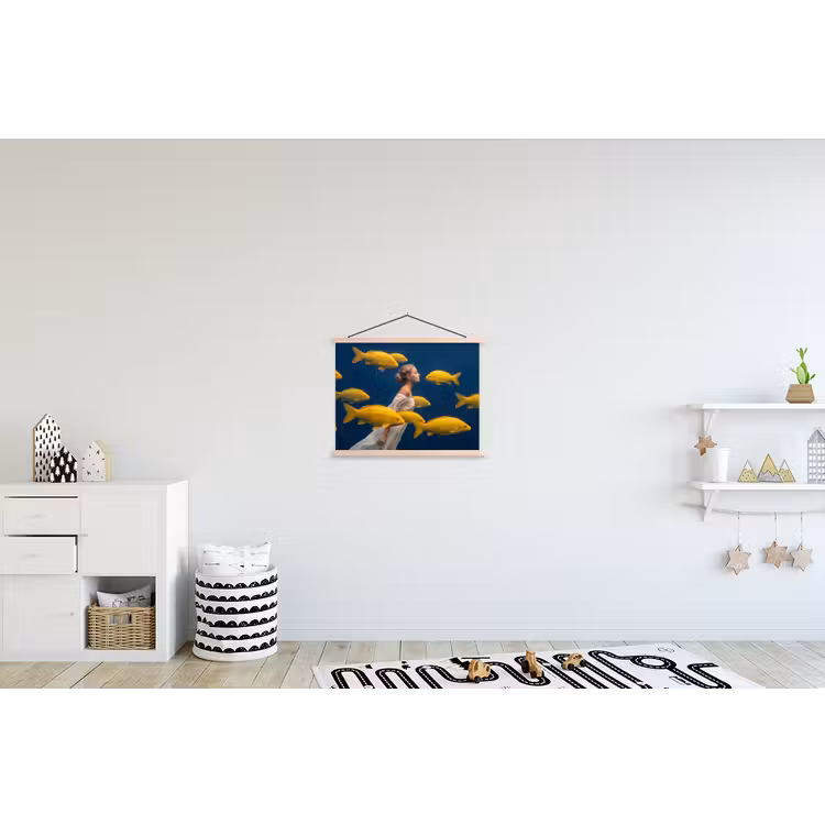 Schoolplaat - Vrouw - Vis - Water - Natuur - Geel — 3