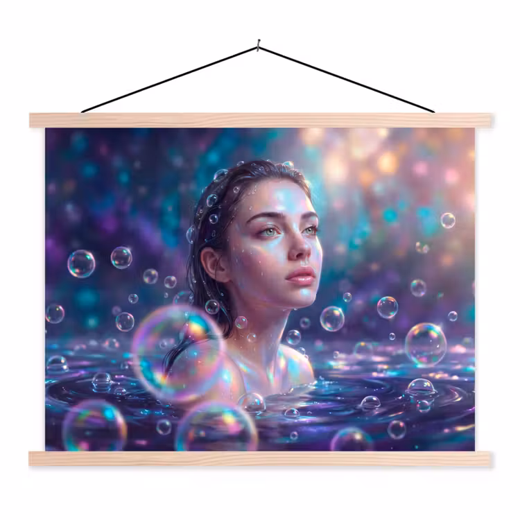 Schoolplaat - Vrouw - Water - Portret - Kleurrijk - Modern — 1