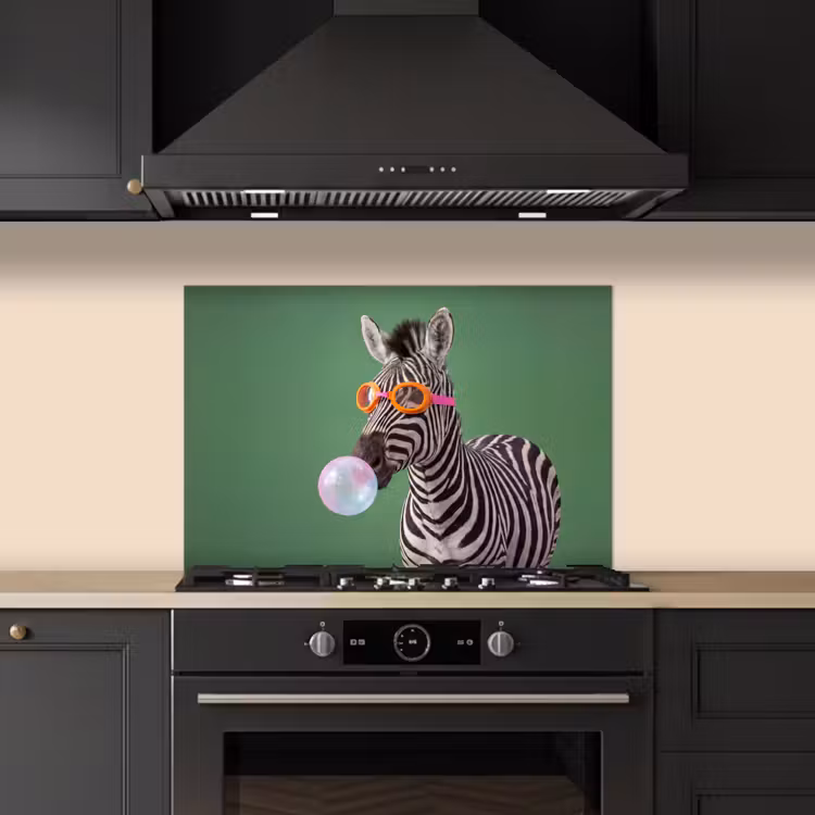 Spatscherm keuken - Dier - Bril - Bel - Modern - Groen — 2