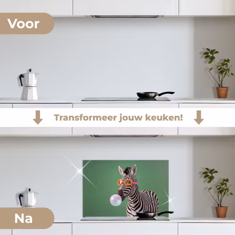 Spatscherm keuken - Dier - Bril - Bel - Modern - Groen — 3
