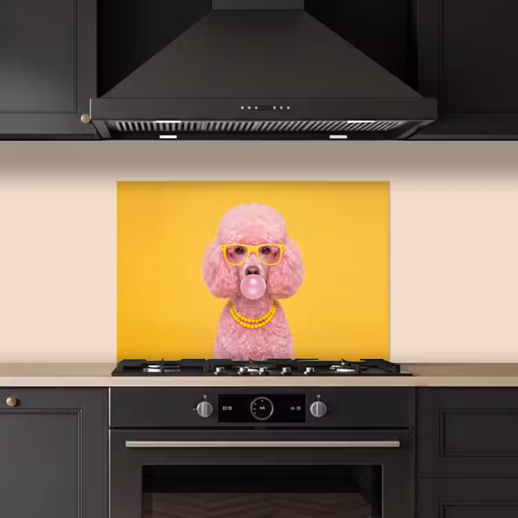 Spatscherm keuken - Hond - Kauwgum - Dieren - Modern - Roze — 2