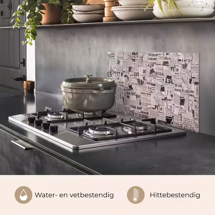 Spatscherm keuken - Krant - Gescheurd - Textuur - Abstract - Zwart-wit — 7