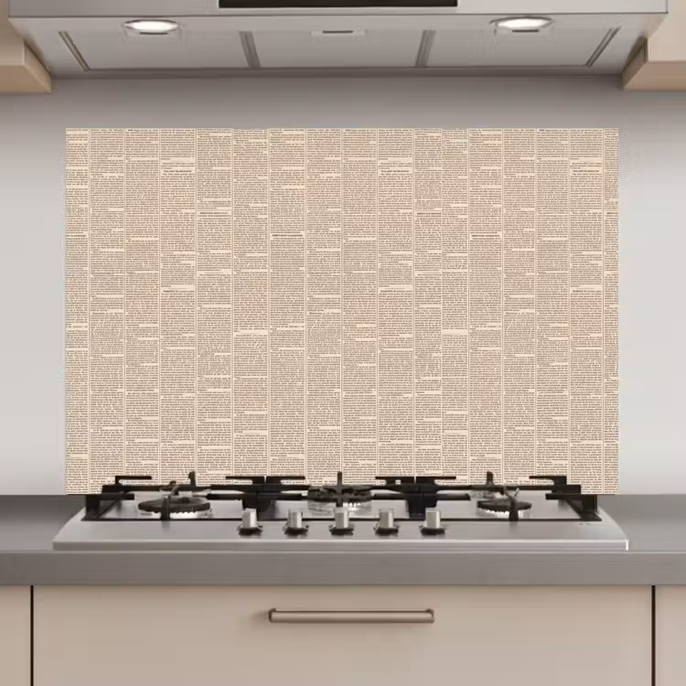 Spatscherm keuken - Krant - Nieuws - Historisch - Vintage - Beige — 1
